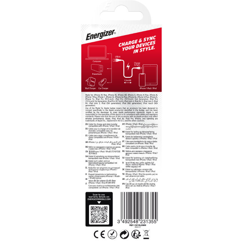 Energizer Classic C610LGWH hind ja info | Mobiiltelefonide kaablid | kaup24.ee