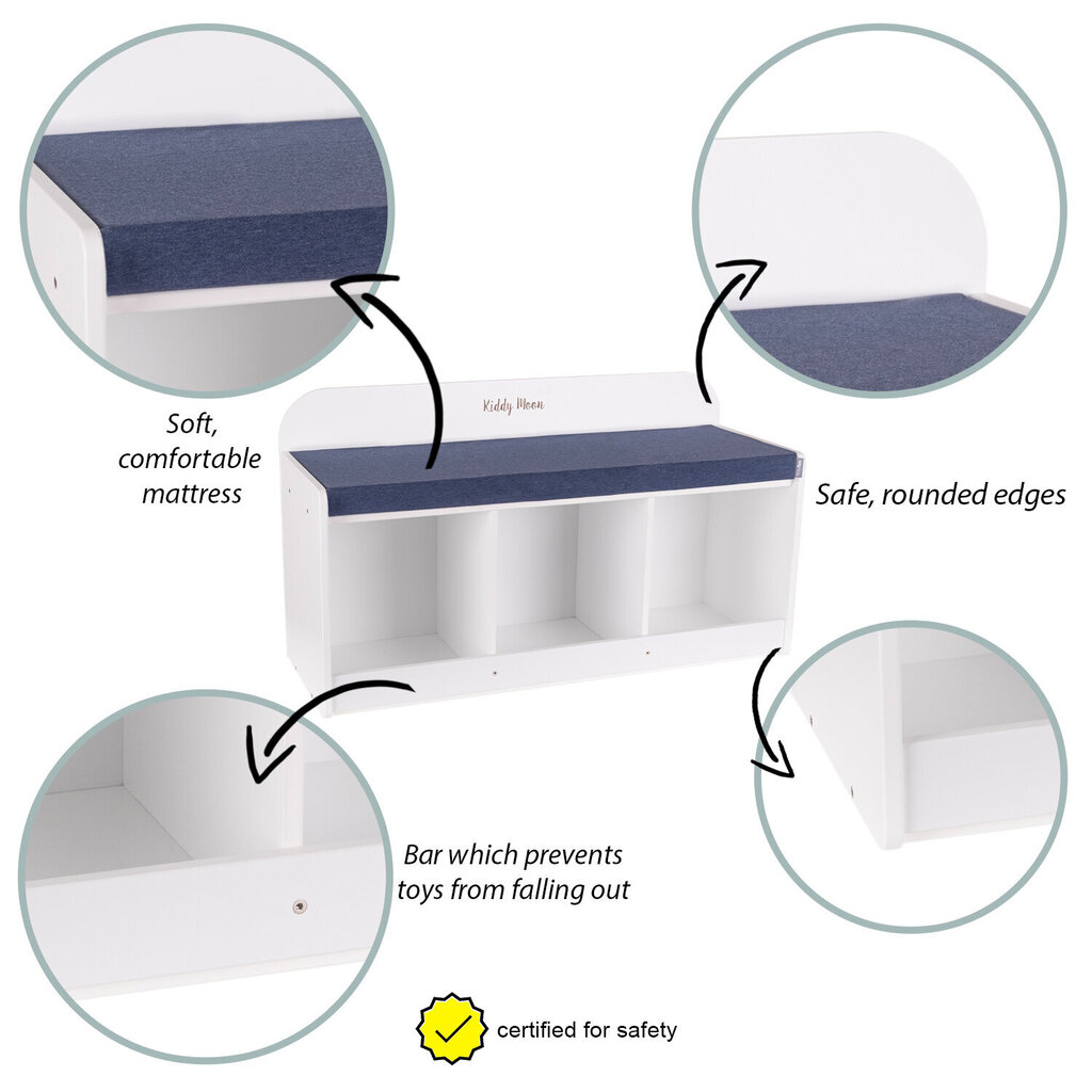 KiddyMoon hoiupink lastele, valge/tumesinine hind ja info | Laste lauad ja toolid | kaup24.ee