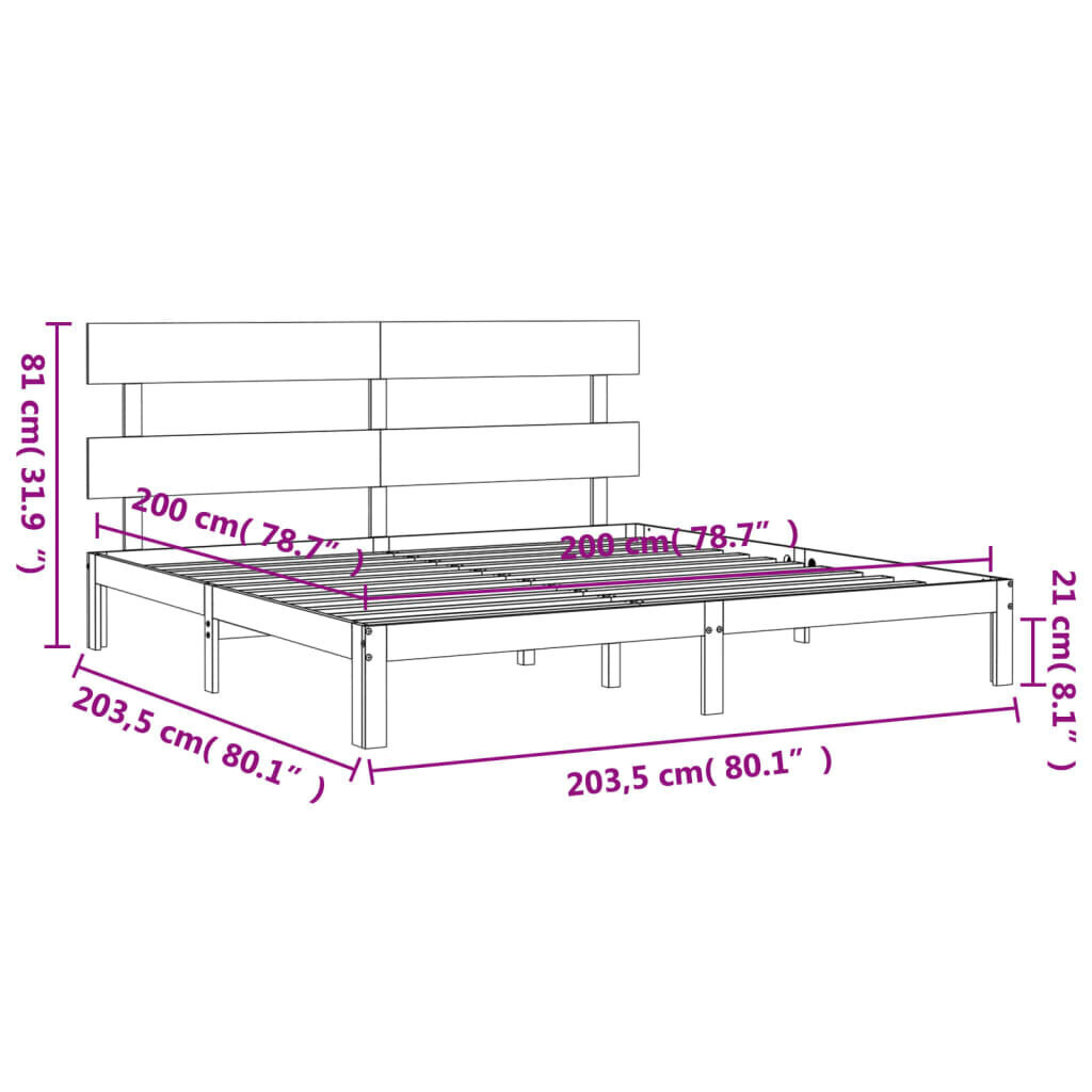 Voodiraam vidaXL, 200x200 cm, pruun hind ja info | Voodid | kaup24.ee