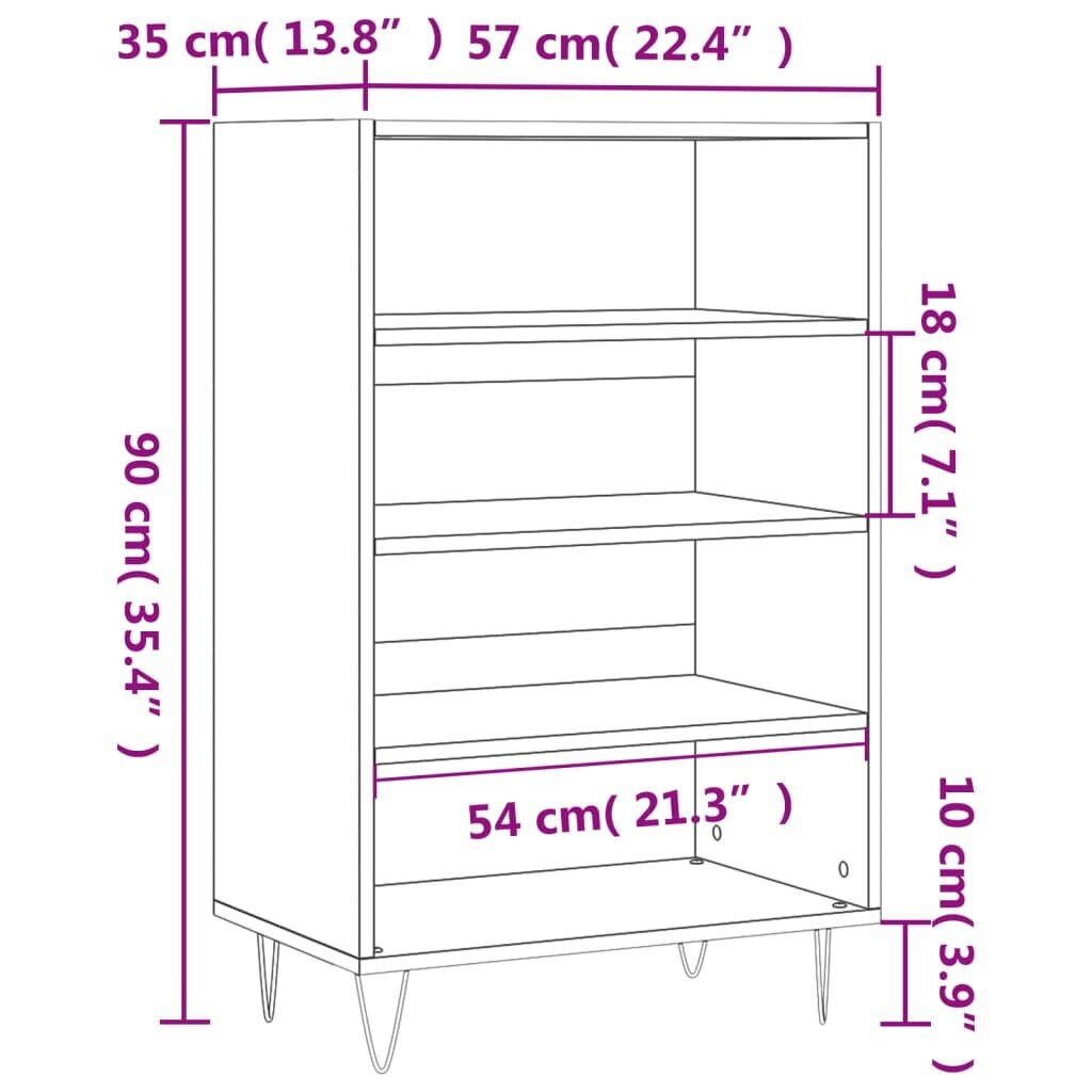 vidaXL kõrge kapp, must, 57 x 35 x 90 cm, tehispuit hind ja info | Kummutid | kaup24.ee