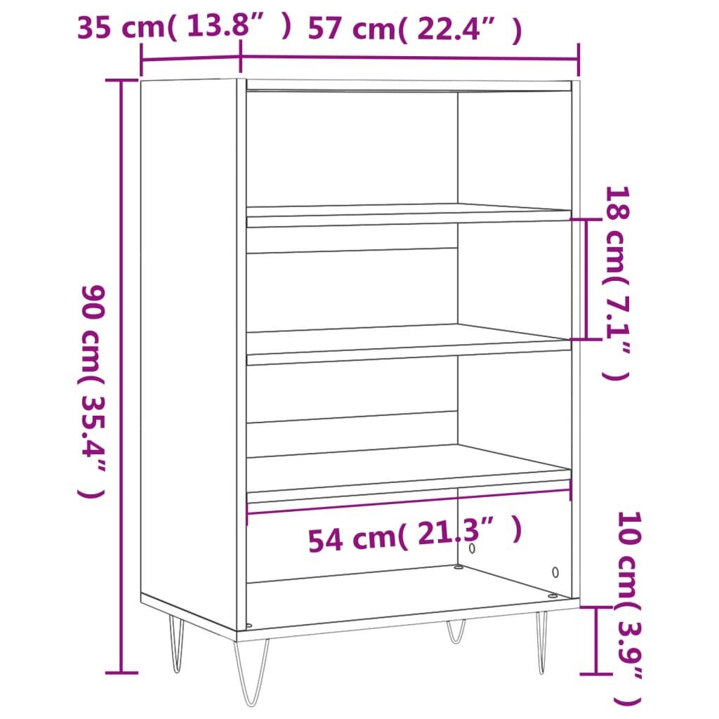 vidaXL kõrge kapp, valge, 57 x 35 x 90 cm, tehispuit hind ja info | Kummutid | kaup24.ee