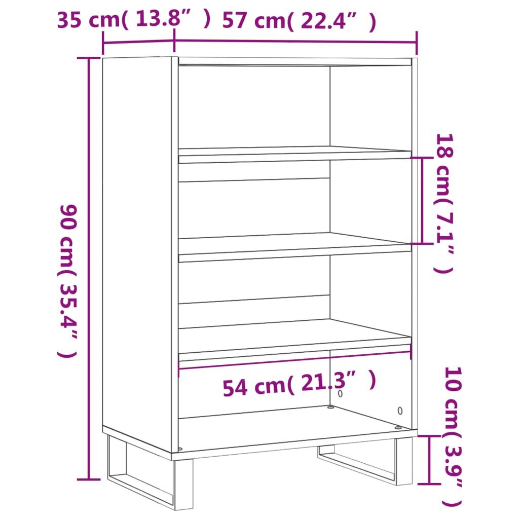 vidaXL kõrge kapp, suitsutatud tamm, 57 x 35 x 90 cm, tehispuit hind ja info | Kummutid | kaup24.ee