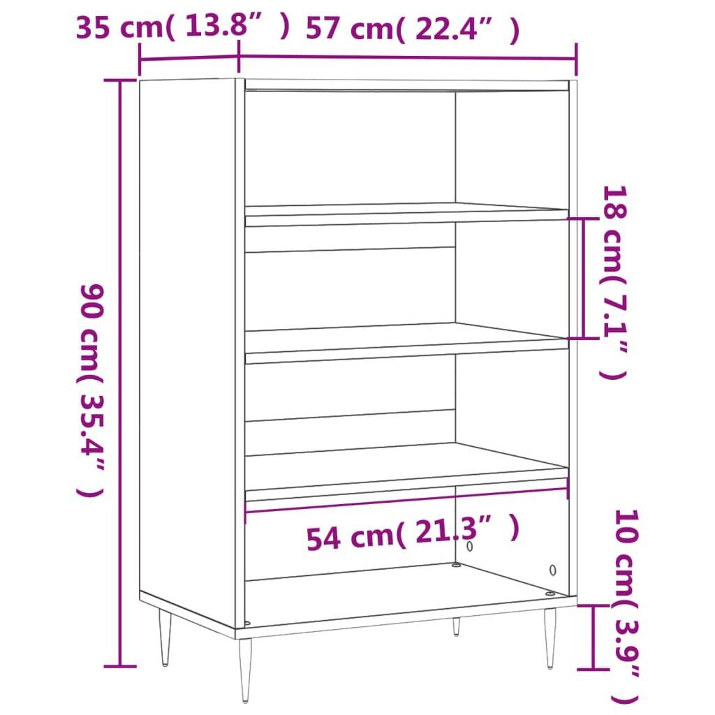 vidaXL kõrge kapp, must, 57 x 35 x 90 cm, tehispuit цена и информация | Kummutid | kaup24.ee