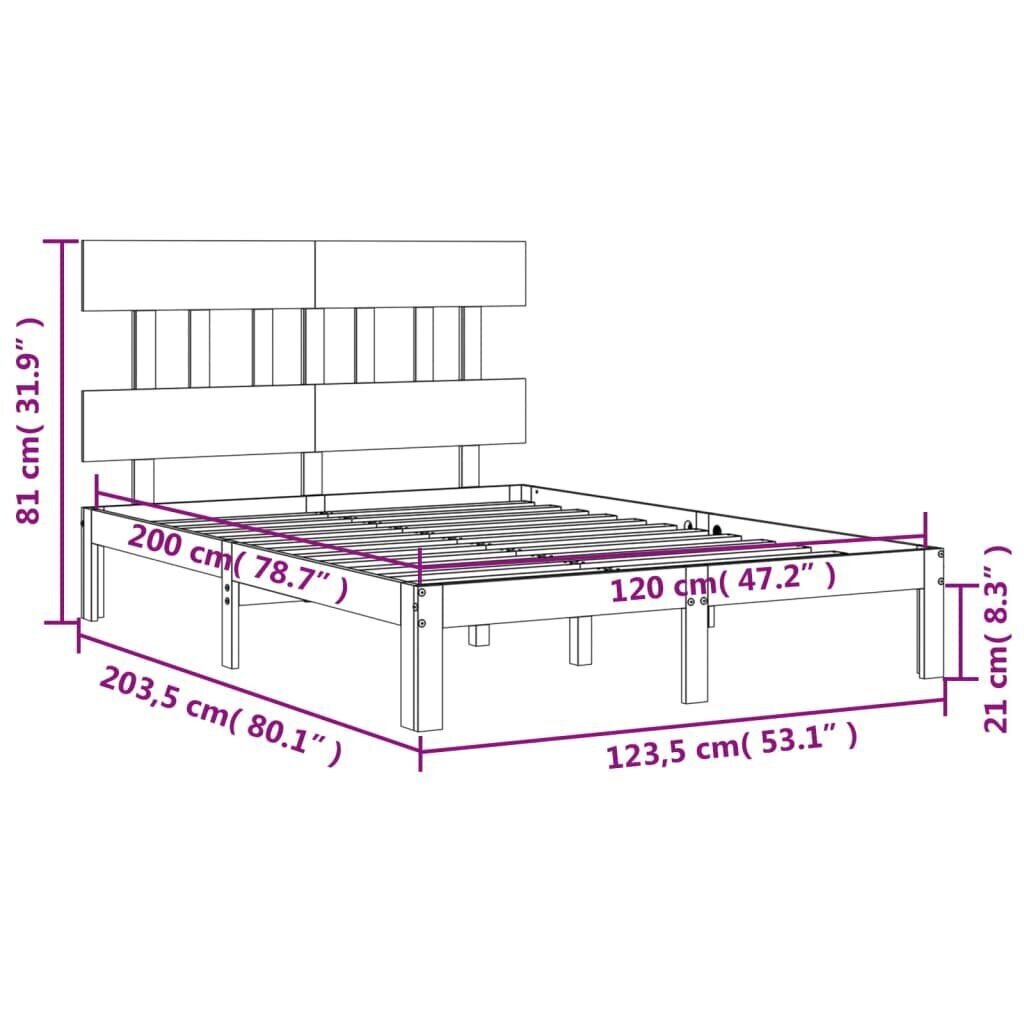 Voodiraam vidaXL, 120x200 cm, pruun hind ja info | Voodid | kaup24.ee