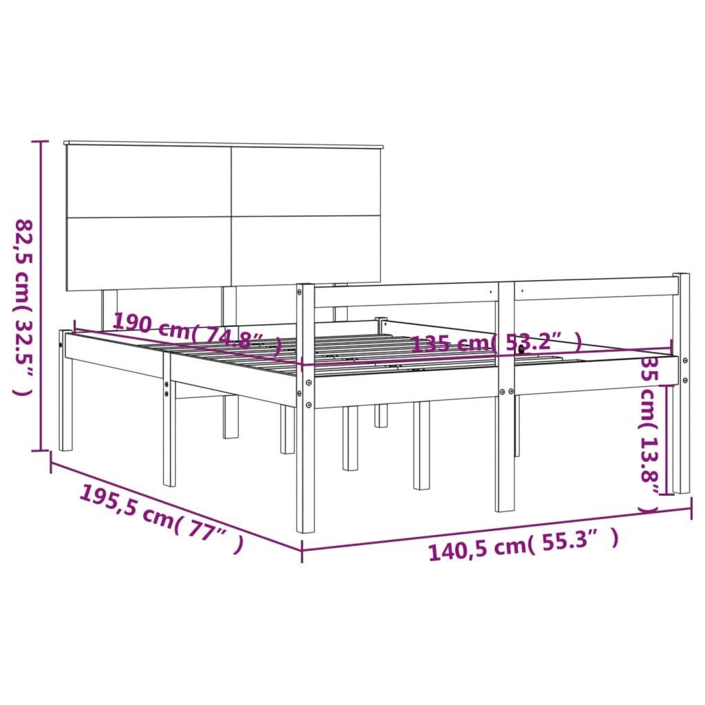 Voodiraam vidaXL, 135x190 cm, pruun kaina ir informacija | Voodid | kaup24.ee