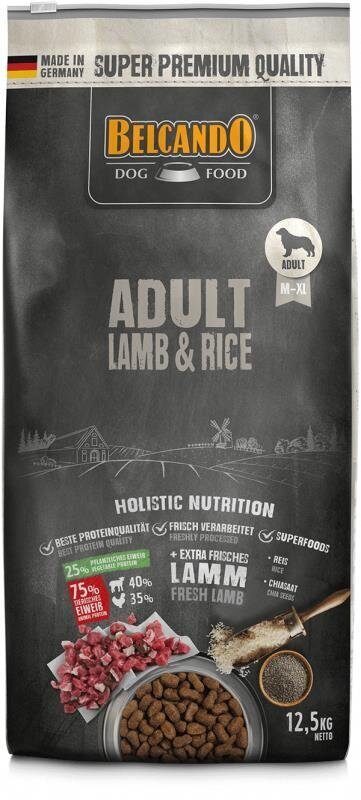 Belcando Adult Lamb & Rice hüpoallergeenne koeratoit normaalse aktiivsusega, lambaliha ja riisi baasil 12.5 Kg hind ja info | Kuivtoit koertele | kaup24.ee