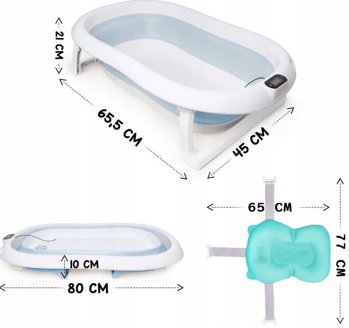 Kokkupandav beebivann termomeetri ja padjaga To-ma, 80cm цена и информация | Vannitooted | kaup24.ee