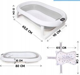 Складная детская ванночка с термометром и подушкой To-ma, 80см, серая цена и информация | Maudynių prekės | kaup24.ee