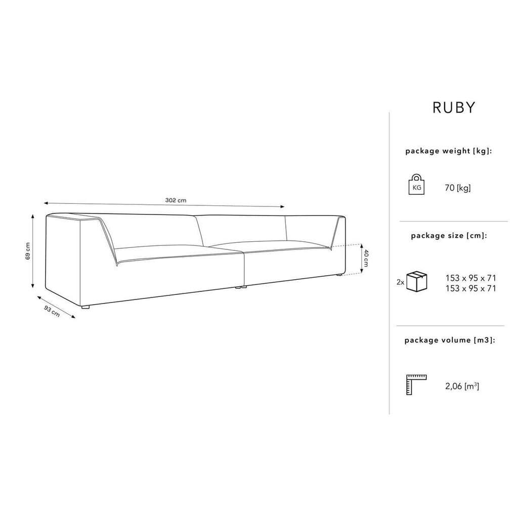 Diivan Micadoni Home Ruby, hall hind ja info | Diivanid ja diivanvoodid | kaup24.ee