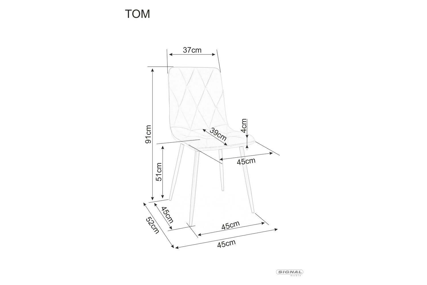 Söögitoolide komplekt Signal Tom Velvet, 4 tooli, hall/must hind ja info | Söögitoolid, baaritoolid | kaup24.ee