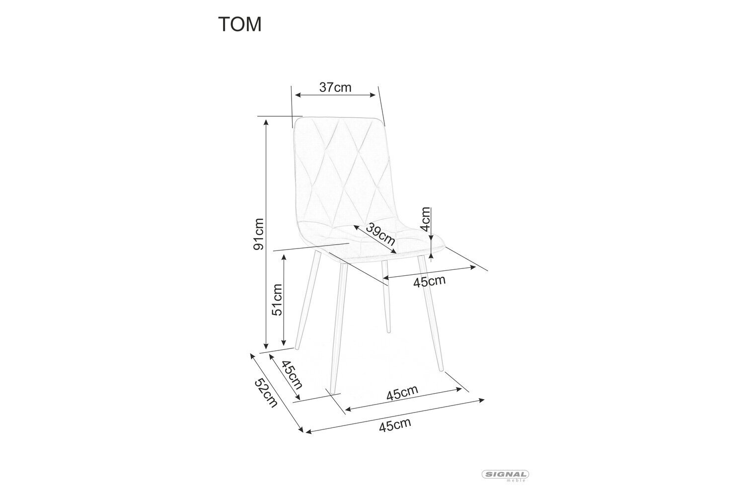 Söögitoolide komplekt Signal Tom Velvet, 4 tooli, hall/must цена и информация | Söögitoolid, baaritoolid | kaup24.ee