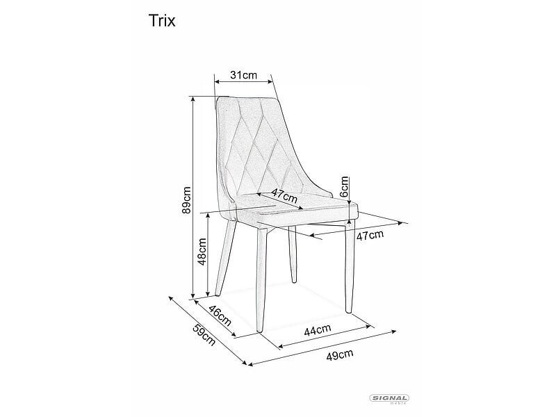 Söögitoolide komplekt Signal Trix Velvet, 4 tooli, must цена и информация | Söögitoolid, baaritoolid | kaup24.ee