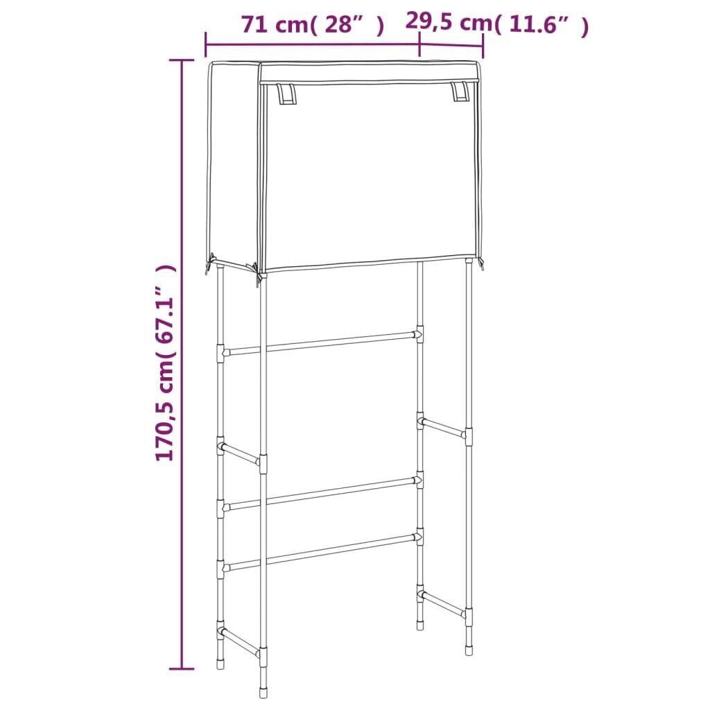 vidaXL 2-tasandiline riiul pesumasina kohale, hall, 71x29,5x170,5 cm hind ja info | Vannitoa sisustuselemendid ja aksessuaarid | kaup24.ee