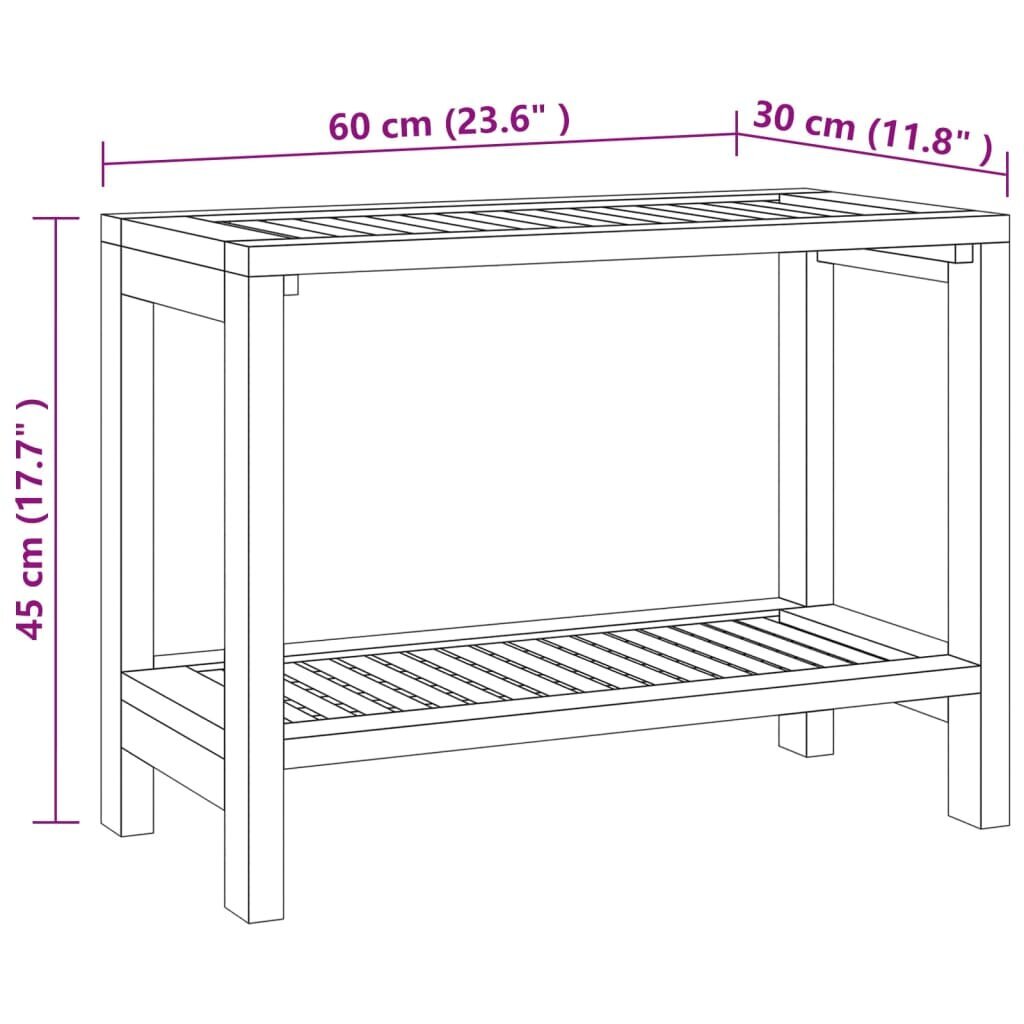 vidaXL dušipink, 60 x 30 x 45 cm, tiikpuu hind ja info | Vannitoa sisustuselemendid ja aksessuaarid | kaup24.ee