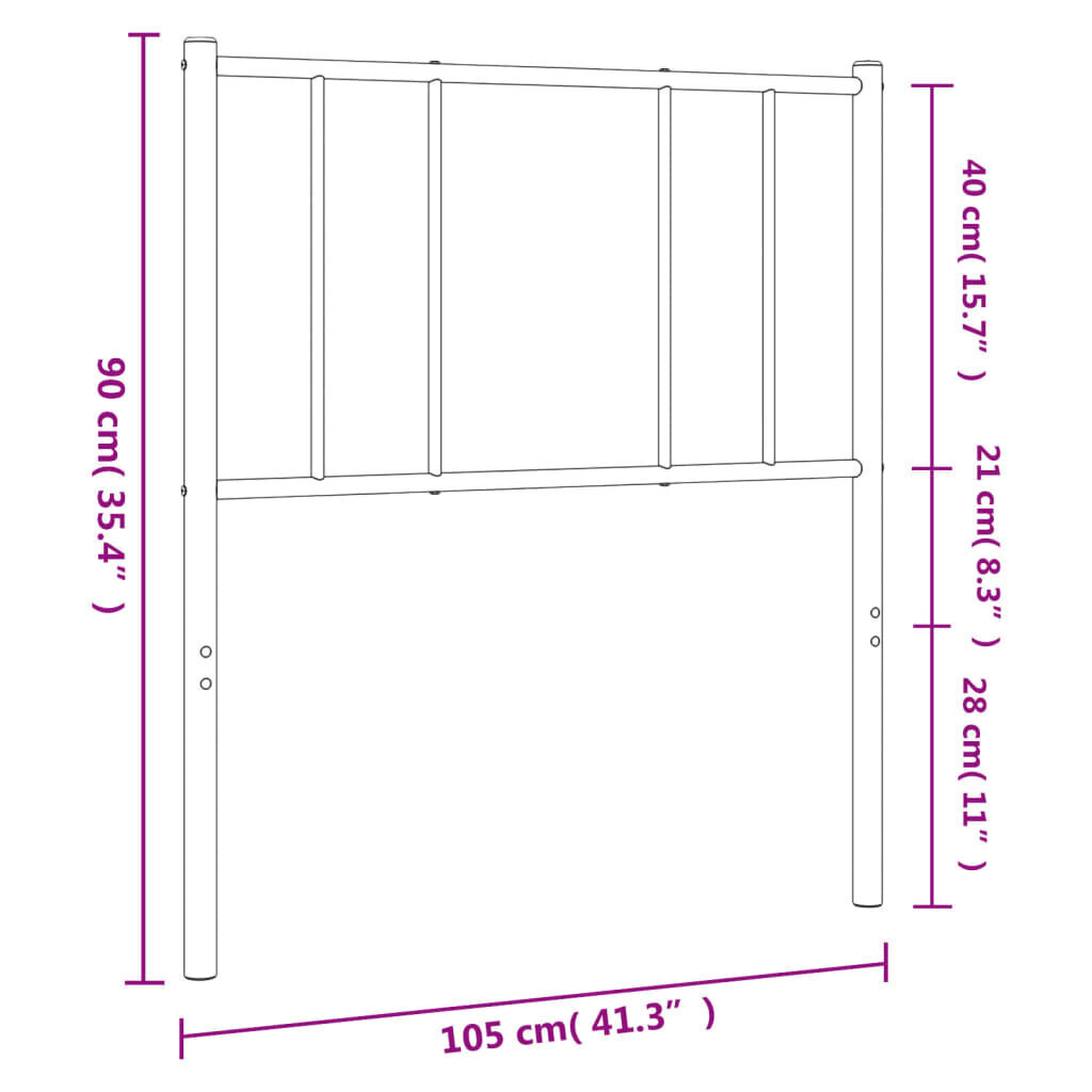 vidaXL metallist voodipeats, valge, 100 cm hind ja info | Voodid | kaup24.ee