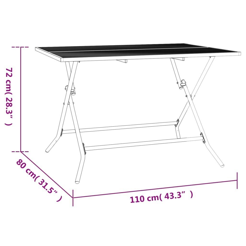 vidaXL kokkupandav aialaud, antratsiithall, 110x80x72 cm, terasvõrk hind ja info | Aialauad | kaup24.ee