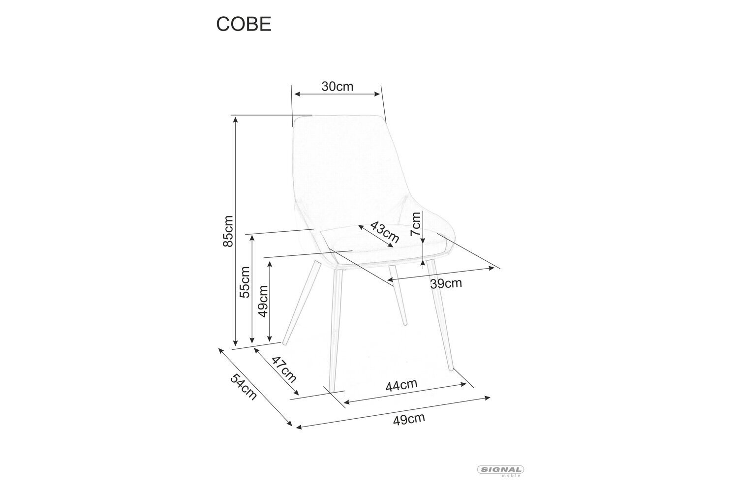 Söögitoolide komplekt Signal Cobe Velvet, 4 tooli, hall/must hind ja info | Söögitoolid, baaritoolid | kaup24.ee