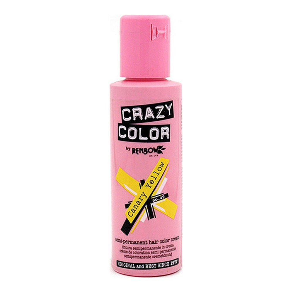 Poolpüsiv värv Canary Yellow Crazy Color Nº 49 (100 ml) цена и информация | Juuksevärvid | kaup24.ee