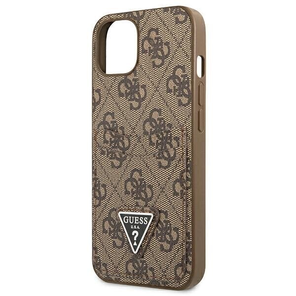 Guess GUHCP13SP4TPW iPhone 13 mini 5,4" brown hardcase 4G Triangle Logo Cardslot hind ja info | Telefoni kaaned, ümbrised | kaup24.ee