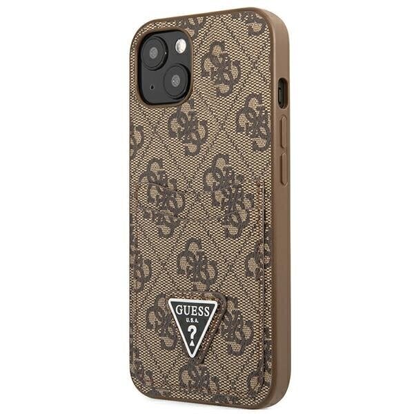 Guess GUHCP13SP4TPW iPhone 13 mini 5,4" brown hardcase 4G Triangle Logo Cardslot hind ja info | Telefoni kaaned, ümbrised | kaup24.ee