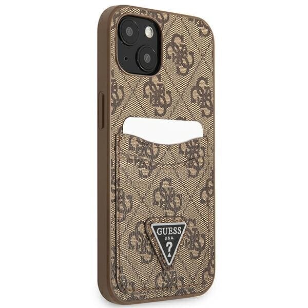 Guess GUHCP13SP4TPW iPhone 13 mini 5,4" brown hardcase 4G Triangle Logo Cardslot hind ja info | Telefoni kaaned, ümbrised | kaup24.ee