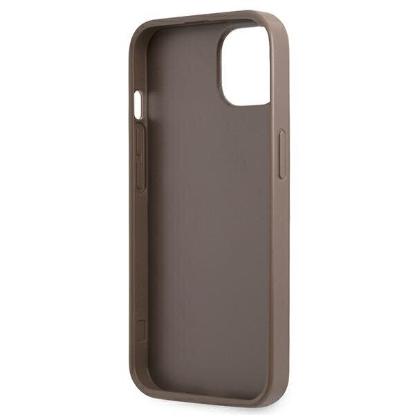 Guess GUHCP13SP4TPW iPhone 13 mini 5,4" brown hardcase 4G Triangle Logo Cardslot hind ja info | Telefoni kaaned, ümbrised | kaup24.ee