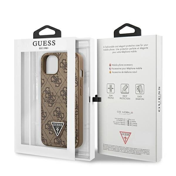 Guess GUHCP13SP4TPW iPhone 13 mini 5,4" brown hardcase 4G Triangle Logo Cardslot hind ja info | Telefoni kaaned, ümbrised | kaup24.ee