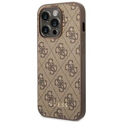 Guess GUHCP14LG4GFBR iPhone 14 Pro 6,1" brązowy|brown hard case 4G Metal Gold Logo цена и информация | Чехлы для телефонов | kaup24.ee