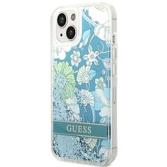 Guess GUHCP14SLFLSN iPhone 14 6,1" green hardcase Flower Liquid Glitter hind ja info | Telefoni kaaned, ümbrised | kaup24.ee