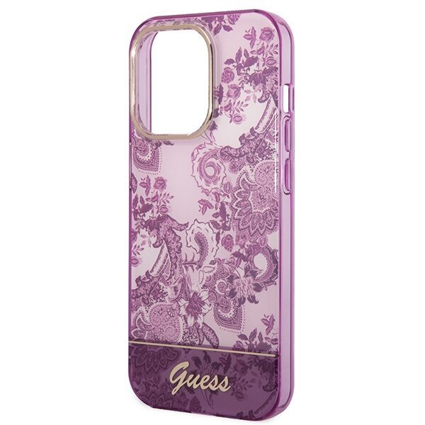 Guess GUHCP14XHGPLHF iPhone 14 Pro Max 6,7" fuschia hardcase Porcelain Collection hind ja info | Telefoni kaaned, ümbrised | kaup24.ee