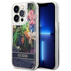 Guess GUHCP14XLFLSB iPhone 14 Pro Max 6,7" blue hardcase Flower Liquid Glitter цена и информация | Чехлы для телефонов | kaup24.ee