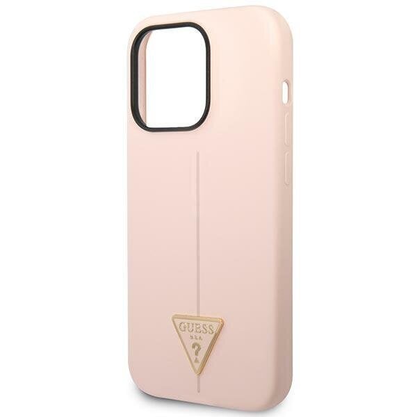 Guess GUHCP14XSLTGP iPhone 14 Pro Max 6,7" pink hardcase Silicone Triangle цена и информация | Telefoni kaaned, ümbrised | kaup24.ee