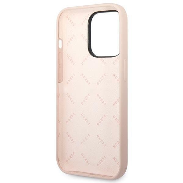 Guess GUHCP14XSLTGP iPhone 14 Pro Max 6,7" pink hardcase Silicone Triangle цена и информация | Telefoni kaaned, ümbrised | kaup24.ee