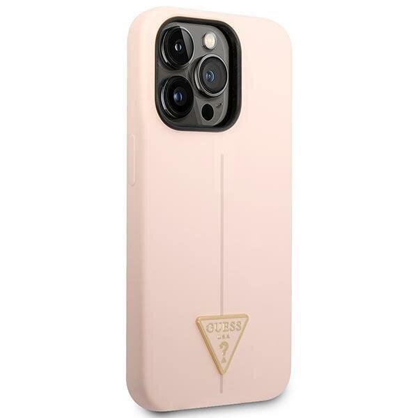 Guess GUHCP14XSLTGP iPhone 14 Pro Max 6,7" pink hardcase Silicone Triangle цена и информация | Telefoni kaaned, ümbrised | kaup24.ee