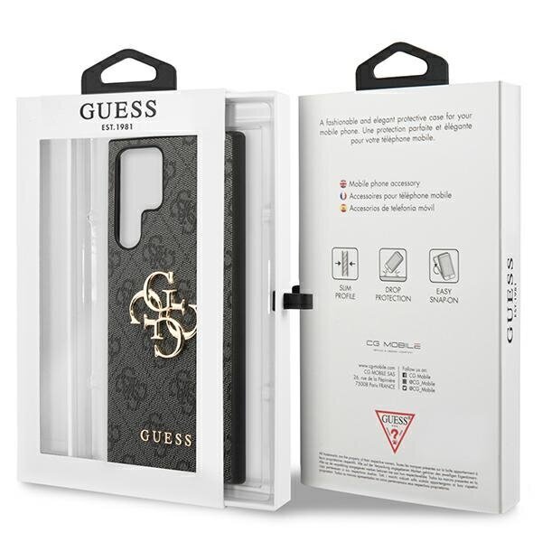 Guess GUHCS23L4GMGGR S23 Ultra S918 grey hardcase 4G Big Metal Logo цена и информация | Telefoni kaaned, ümbrised | kaup24.ee