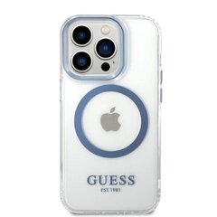 Guess GUHMP14LHTRMB iPhone 14 Pro 6,1" blue hard case Metal Outline Magsafe цена и информация | Чехлы для телефонов | kaup24.ee