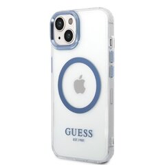 Guess GUHMP14MHTRMB iPhone 14 Plus 6,7" niebieski|blue hard case Metal Outline Magsafe цена и информация | Чехлы для телефонов | kaup24.ee