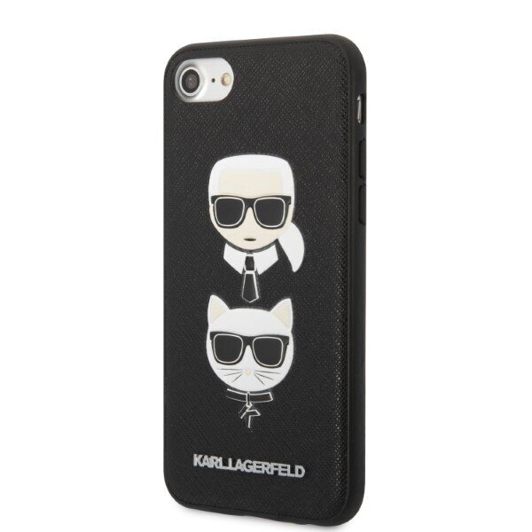 Karl Lagerfeld KLHCI8SAKICKCBK iPhone 7|8 | SE 2020 | SE 2022 black hardcase Saffiano Karl&Choupette Head hind ja info | Telefoni kaaned, ümbrised | kaup24.ee