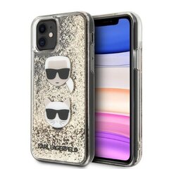 Karl Lagerfeld KLHCN61KCGLGO iPhone 11 | XR 6,1" gold hardcase Liquid Glitter Karl&Choupette hind ja info | Telefoni kaaned, ümbrised | kaup24.ee