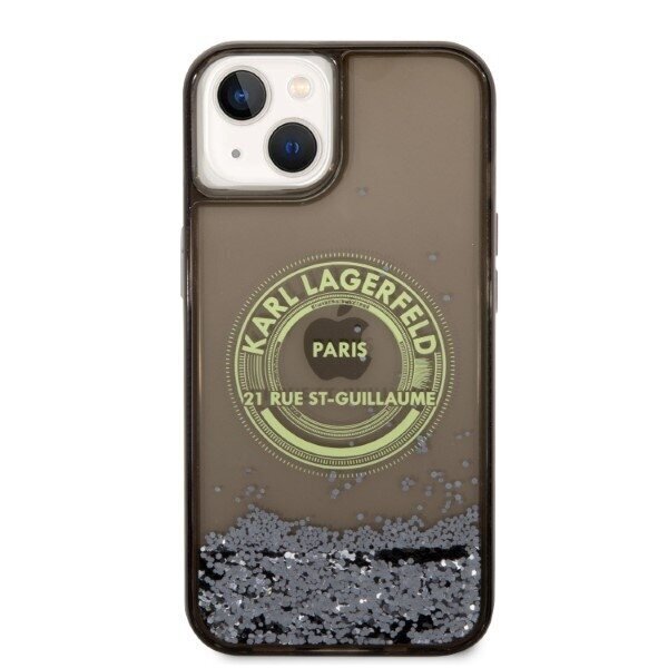 Karl Lagerfeld KLHCP14MLCRSGRK iPhone 14 Plus 6,7" black hardcase Liquid Glitter RSG hind ja info | Telefoni kaaned, ümbrised | kaup24.ee