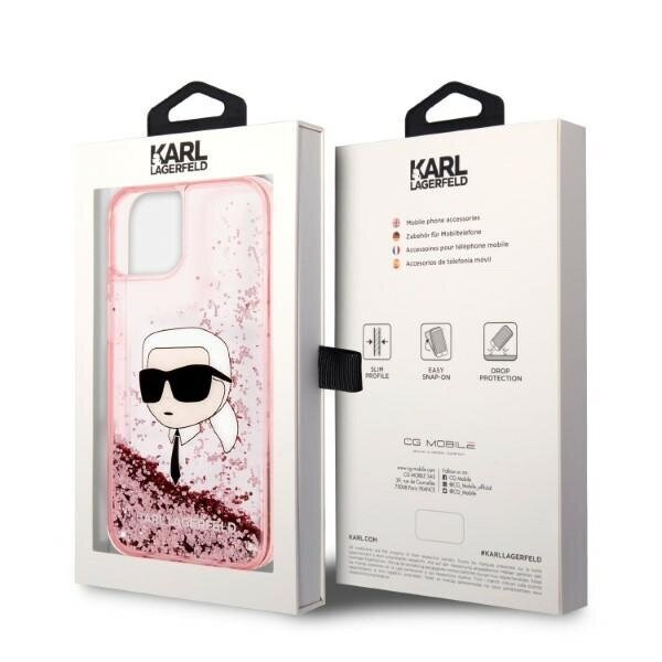 Karl Lagerfeld KLHCP14SLNKHCP iPhone 14 6,1" pink hardcase Glitter Karl Head hind ja info | Telefoni kaaned, ümbrised | kaup24.ee