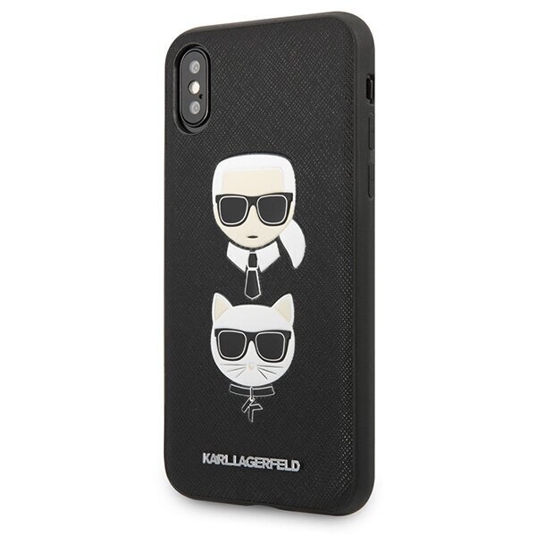 Karl Lagerfeld KLHCPXSAKICKCBK iPhone X|XS black hardcase Saffiano Karl&Choupette Head hind ja info | Telefoni kaaned, ümbrised | kaup24.ee