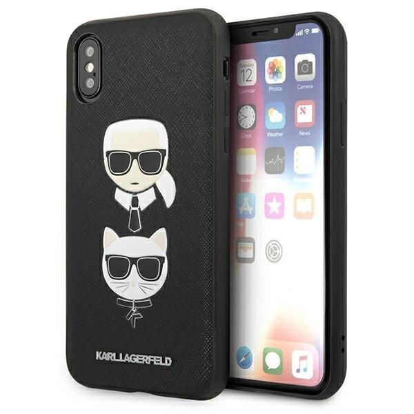 Karl Lagerfeld KLHCPXSAKICKCBK iPhone X|XS black hardcase Saffiano Karl&Choupette Head hind ja info | Telefoni kaaned, ümbrised | kaup24.ee