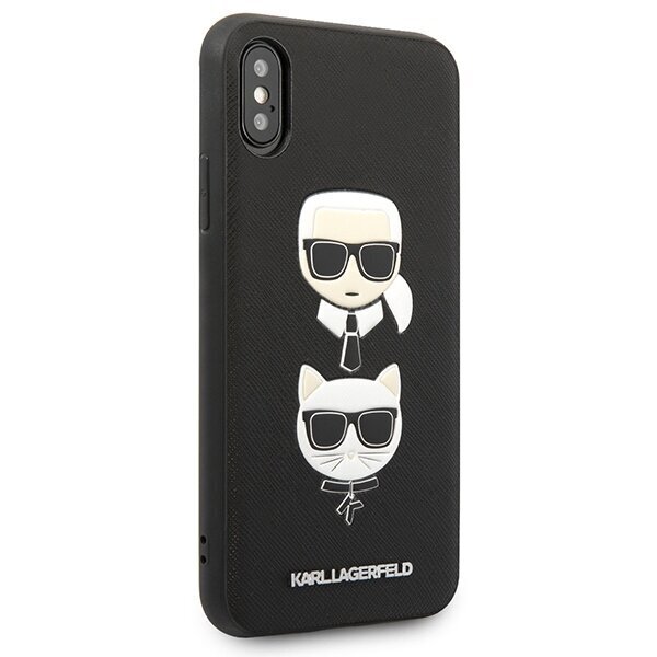Karl Lagerfeld KLHCPXSAKICKCBK iPhone X|XS black hardcase Saffiano Karl&Choupette Head цена и информация | Telefoni kaaned, ümbrised | kaup24.ee