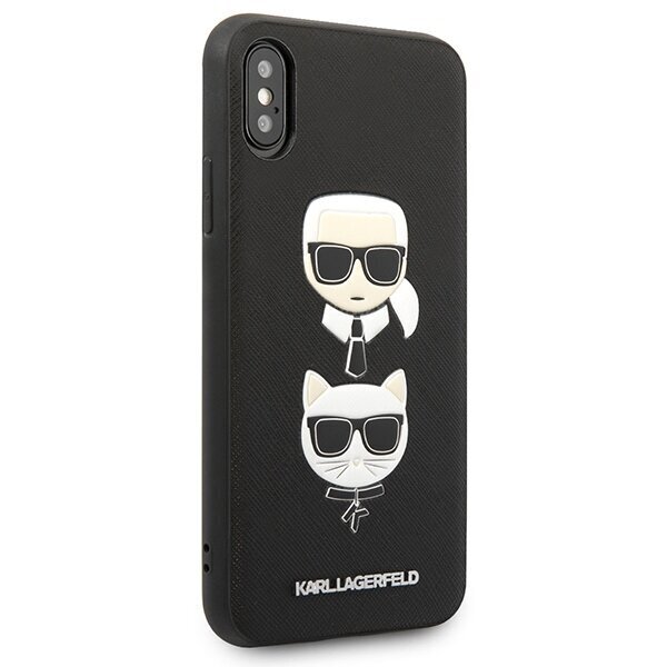 Karl Lagerfeld KLHCPXSAKICKCBK iPhone X|XS black hardcase Saffiano Karl&Choupette Head hind ja info | Telefoni kaaned, ümbrised | kaup24.ee