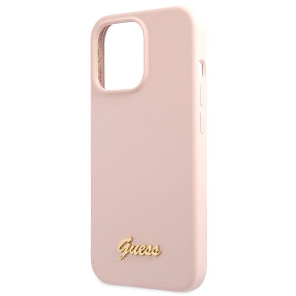 Guess GUHCP13XLSLMGLP iPhone 13 Pro Max 6.7" jasnolight pink hardcase Silicone Script Gold Logo hind ja info | Telefoni kaaned, ümbrised | kaup24.ee