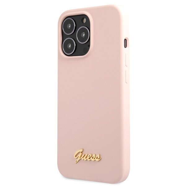 Guess GUHCP13XLSLMGLP iPhone 13 Pro Max 6.7" jasnolight pink hardcase Silicone Script Gold Logo hind ja info | Telefoni kaaned, ümbrised | kaup24.ee