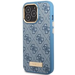 Guess GUHMP14LU4GPRB iPhone 14 Pro 6.1" blue hard case 4G Logo Plate MagSafe цена и информация | Чехлы для телефонов | kaup24.ee