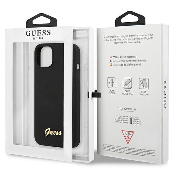 Guess GUHCP13MLSLMGBK iPhone 13 6,1" black hardcase Silicone Script Gold Logo цена и информация | Telefoni kaaned, ümbrised | kaup24.ee