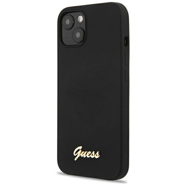 Guess GUHCP13MLSLMGBK iPhone 13 6,1" black hardcase Silicone Script Gold Logo цена и информация | Telefoni kaaned, ümbrised | kaup24.ee